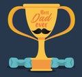 Happy fathers day card with trophy cup Royalty Free Stock Photo