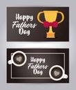 Happy fathers day card with trophy cup Royalty Free Stock Photo