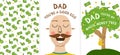 Happy fathers day cards set. Father face smile. Funny dad day banner set day. Father day background, posters Royalty Free Stock Photo