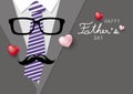 Happy fathers day concept design of necktie and glasses