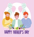 Happy fathers day, dads balloons flowers celebration decoration