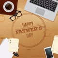 Happy fathers day flatlay. Vector illustration decorative design