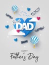 Happy Fathers Day greeting card, banner, poster or flyer design Royalty Free Stock Photo
