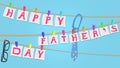 Happy Fathers Day Greeting card illustration, clothes line style