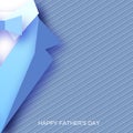 Happy Fathers Day Greeting Card. Mans jacket in paper cut style. Origami Tuxedo. Weddind suit with bow tie.