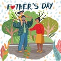 Happy Fathers Day Greeting Card, Parents and Daughter
