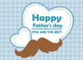 Happy Fathers day greeting card - you are the best Baby blue checkered background