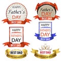 Happy fathers day greeting cards set. Emblems best dad. Vector
