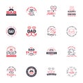 Happy Fathers day greeting hand lettering badges 16 Black and Pink Typo. isolated on white. Typography design template for poster Royalty Free Stock Photo