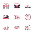HAPPY FATHERS DAY. 9 Black and Pink HOLIDAY HAND LETTERING. VECTOR HAND LETTERING GREETING TYPOGRAPHY Royalty Free Stock Photo