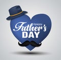 Happy fathers day greetings card. hand lettering with hat, mustache. vector illustration design Royalty Free Stock Photo