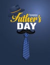 Happy fathers day greetings card. hand lettering with hat, tie. vector illustration design Royalty Free Stock Photo