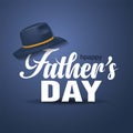 Happy fathers day greetings card. hand lettering with hat. vector illustration design Royalty Free Stock Photo