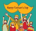 Happy fathers day group children moustache sign