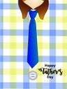 Happy fathers day invitation greeting card with tie on shirt background