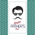 Happy fathers day. Invitation party dad with glasses and mustache.