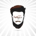 Happy fathers day man face with beard on mustache card design