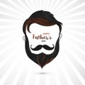 Happy fathers day man face with beard on mustache card design