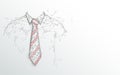 Happy Fathers Day. Necktie and white shirt on white background. Abstract lines, triangles and particle style design