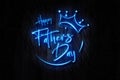 Happy Fathers Day Neon Sign on a Dark Wooden Wall