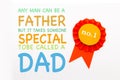Happy fathers day red label with ribbons. Reward for a best father Royalty Free Stock Photo