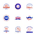 Happy fathers day set 9 Blue and red. Vector typography. Vintage lettering for fathers day greeting cards. banners. t-shirt design Royalty Free Stock Photo