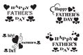 Happy Fathers Day Stylish Typographic Inscription With Hearts Vector Set Royalty Free Stock Photo