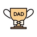 Happy fathers day, trophy award bowtie decoration celebration line and fill icon Royalty Free Stock Photo