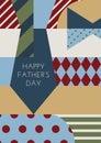 Happy Fathers day, vector greeting card. Multicolor necktie and