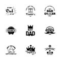 Happy Fathers Day. vector hand lettering. 9 Black Calligraphy illustration for greeting card. festival poster etc Royalty Free Stock Photo