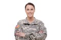 Happy female army soldier