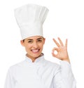 Happy Female Chef Gesturing Okay Royalty Free Stock Photo