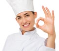 Happy Female Chef Showing Ok Sign Royalty Free Stock Photo