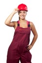 Happy female construction worker Royalty Free Stock Photo