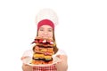 Female cook with healthy vegan sandwich Royalty Free Stock Photo