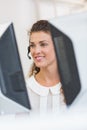Happy female customer service representative Royalty Free Stock Photo