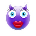 Happy Female Devil Emoticon with Blue Eyes