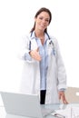 Happy female doctor giving hand for handshake Royalty Free Stock Photo