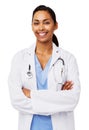 Happy Female Doctor Standing Arms Crossed Royalty Free Stock Photo