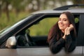 Happy Female Driver on a Summer Vacation Road Trip Royalty Free Stock Photo