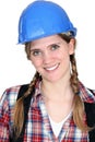 Happy female laborer Royalty Free Stock Photo