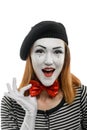Happy female mime artist Royalty Free Stock Photo