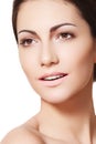 Happy female model face with healthy clean skin Royalty Free Stock Photo