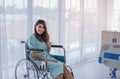 Happy female patient in hospital room