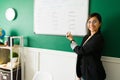 Happy female teacher on a virtual class Royalty Free Stock Photo