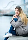 Female tourist standing at pier Royalty Free Stock Photo