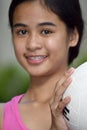 A Happy Female Volleyball Player With Volleyball Royalty Free Stock Photo