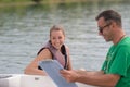 Happy female after waterskiing