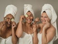 Happy females having skin care spa day