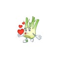 Happy fennel cartoon character mascot with heart